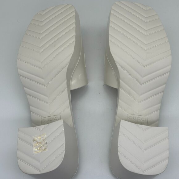 Gucci Double GG Logo Rubber Platform Block Heel Mules Slides Sandals Shoes - Picture 13 of 16
